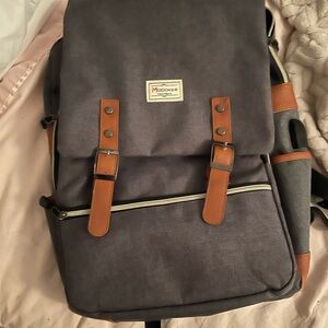 Gray and Brown Men's Backpack